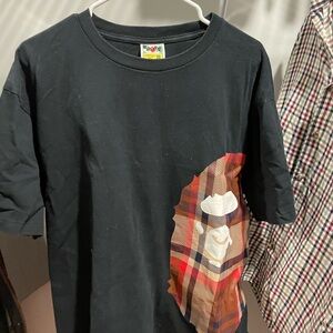 Bape Black T-Shirt with Plaid Graphic
